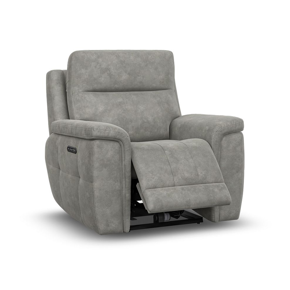 Dalton Electric Recliner Armchair with Power Headrest in Dexter Stone Fabric 4