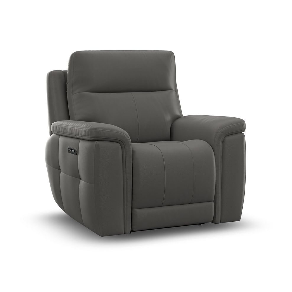 Dalton Electric Recliner Armchair with Power Headrest in Elephant Grey Leather 2