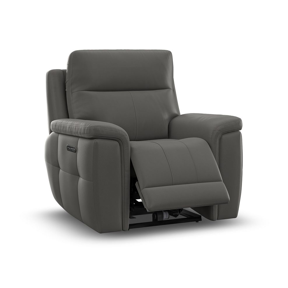 Dalton Electric Recliner Armchair with Power Headrest in Elephant Grey Leather 4