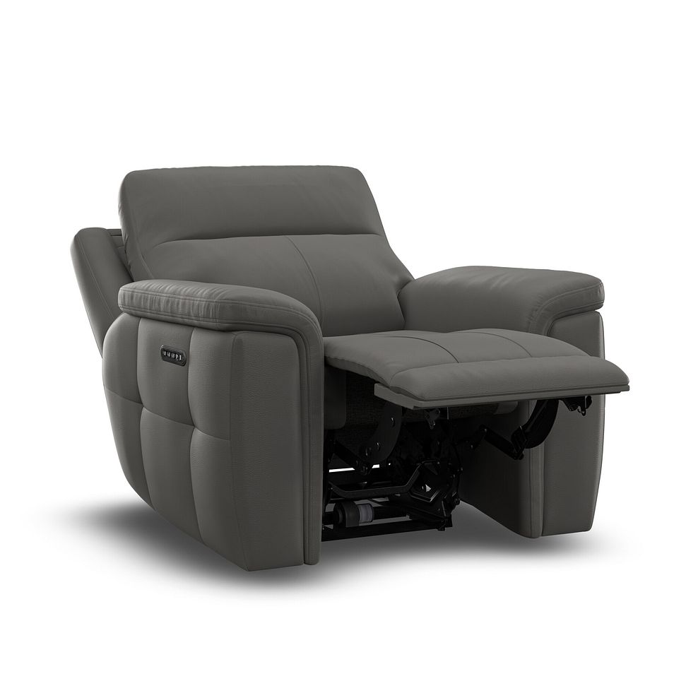 Dalton Electric Recliner Armchair with Power Headrest in Elephant Grey Leather 6