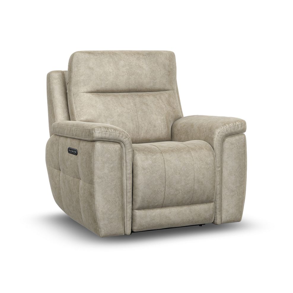 Dalton Electric Recliner Armchair with Power Headrest in Marble Cream Fabric 2