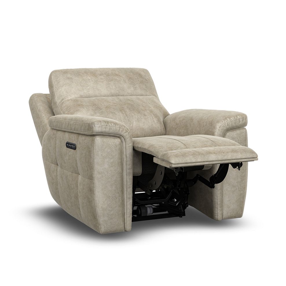Dalton Electric Recliner Armchair with Power Headrest in Marble Cream Fabric 6