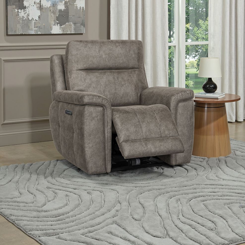 Dalton Electric Recliner Armchair with Power Headrest in Marble Mink Fabric 1