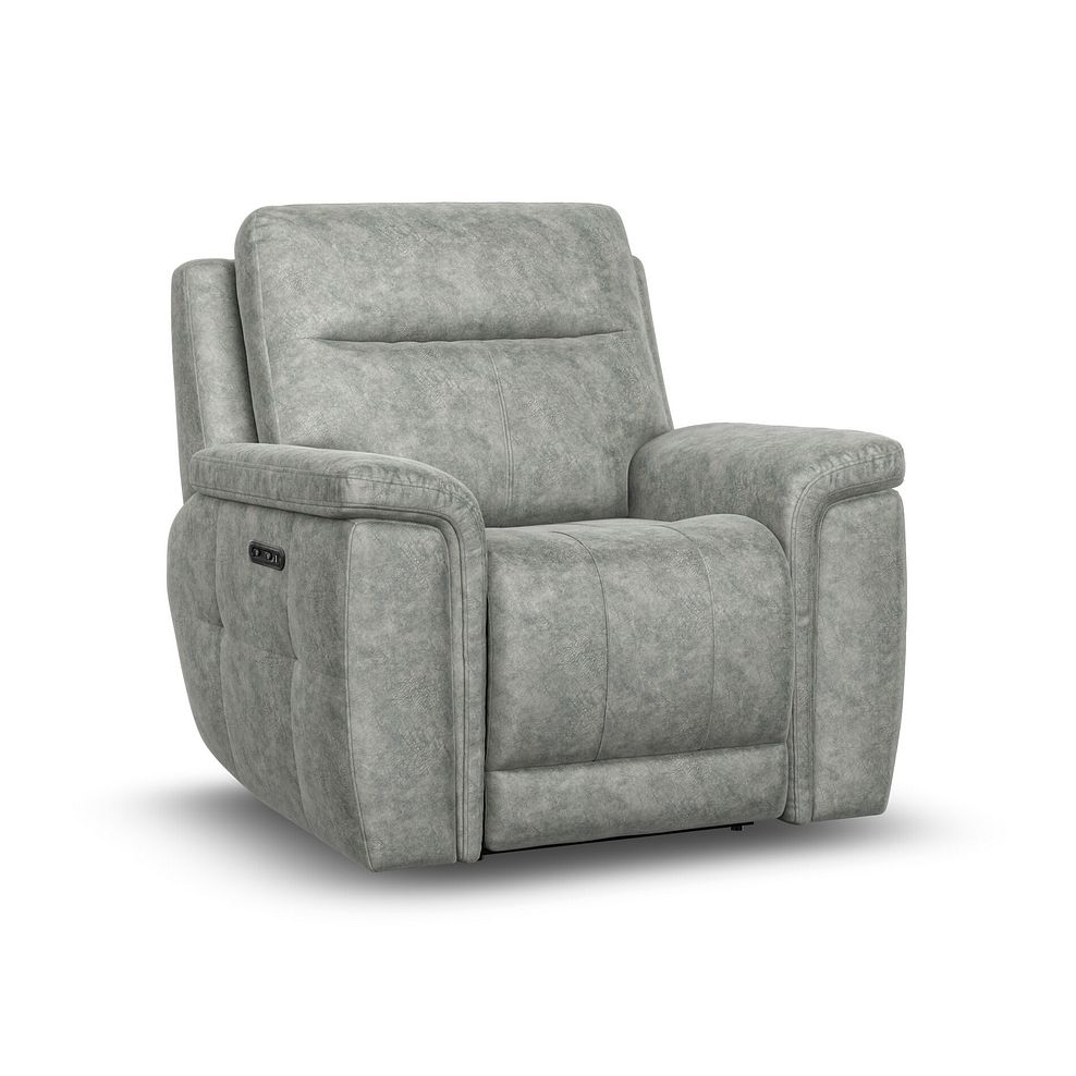 Dalton Electric Recliner Armchair with Power Headrest in Marble Silver Fabric 1