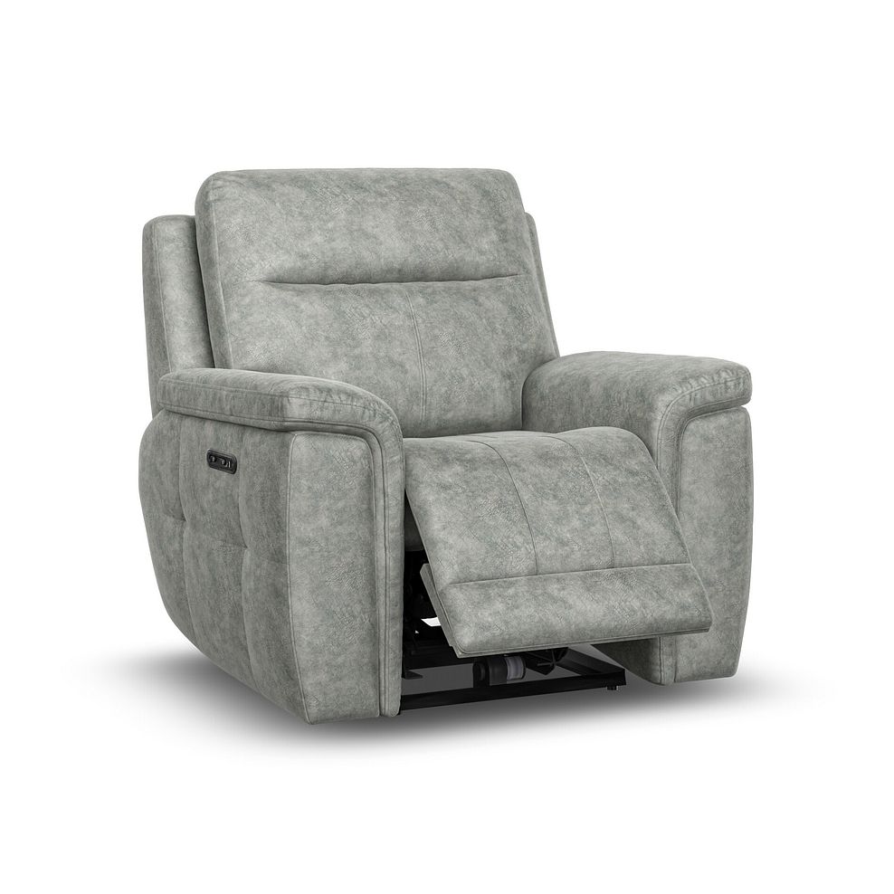 Dalton Electric Recliner Armchair with Power Headrest in Marble Silver Fabric 3