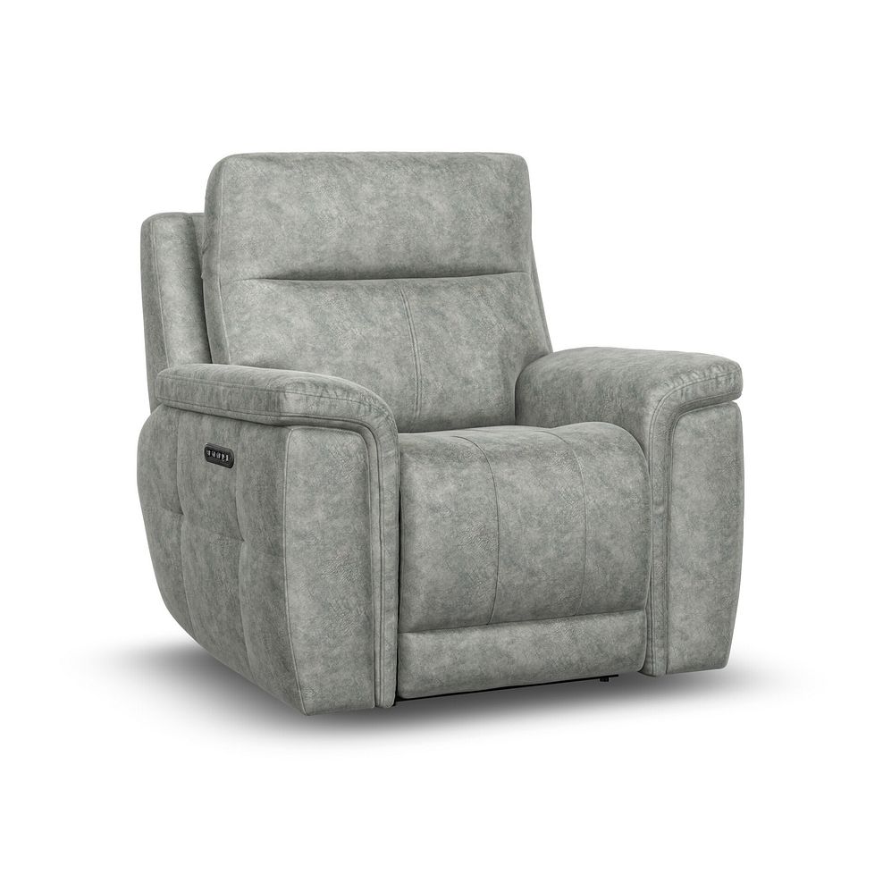 Dalton Electric Recliner Armchair with Power Headrest in Marble Silver Fabric 2