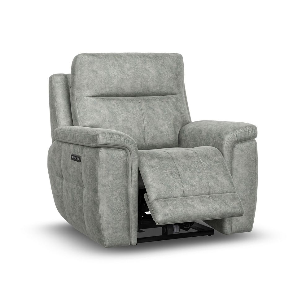 Dalton Electric Recliner Armchair with Power Headrest in Marble Silver Fabric 4