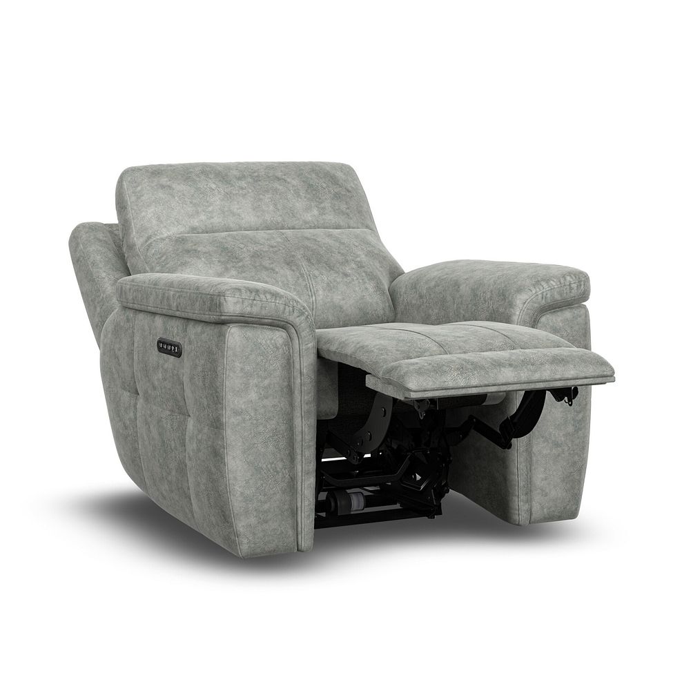 Dalton Electric Recliner Armchair with Power Headrest in Marble Silver Fabric 6