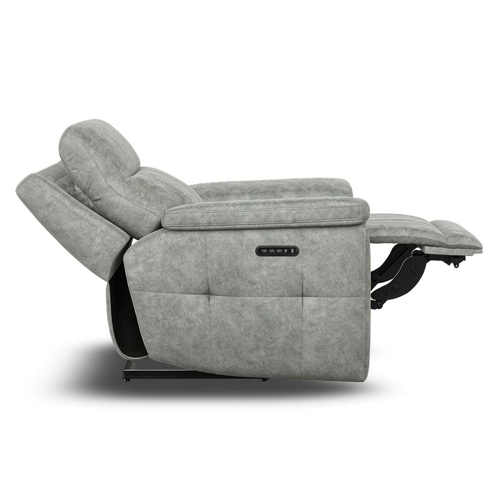 Dalton Electric Recliner Armchair with Power Headrest in Marble Silver Fabric 12