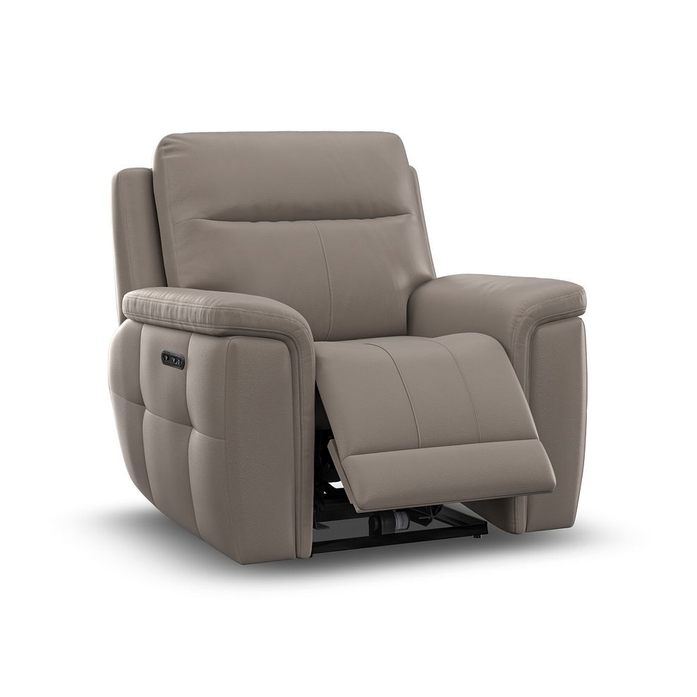 Dalton Electric Recliner Armchair with Power Headrest in Oyster Leather 3