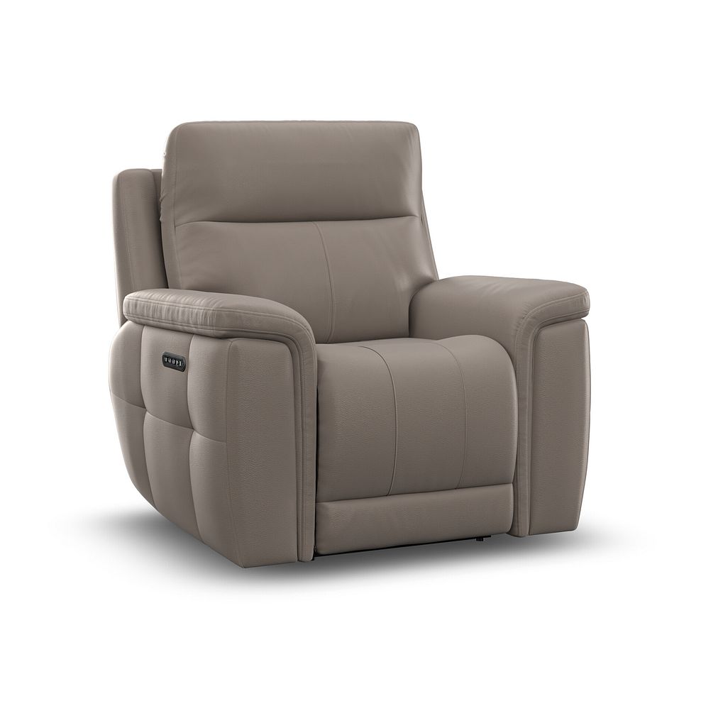 Dalton Electric Recliner Armchair with Power Headrest in Oyster Leather 2