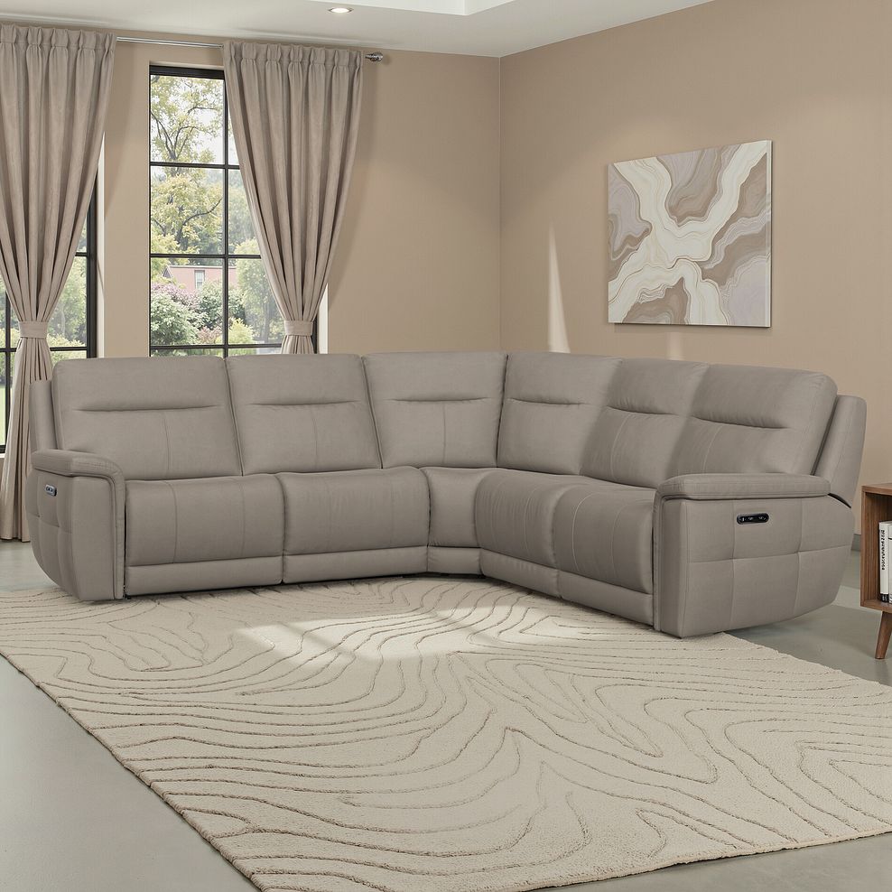 Dalton Large Corner Electric Recliner Sofa in Bella Latte Fabric 1