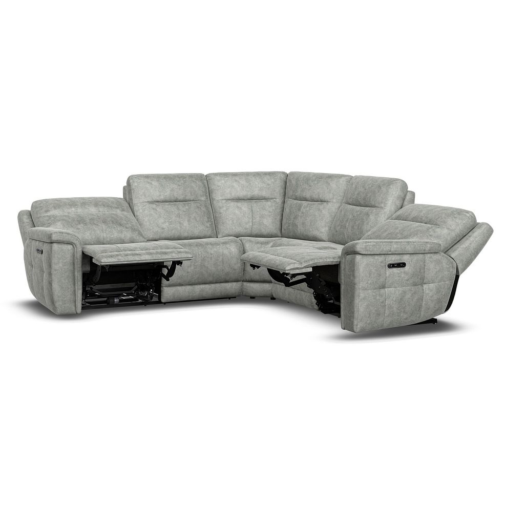 Dalton Large Corner Electric Recliner Sofa in Marble Silver Fabric 4