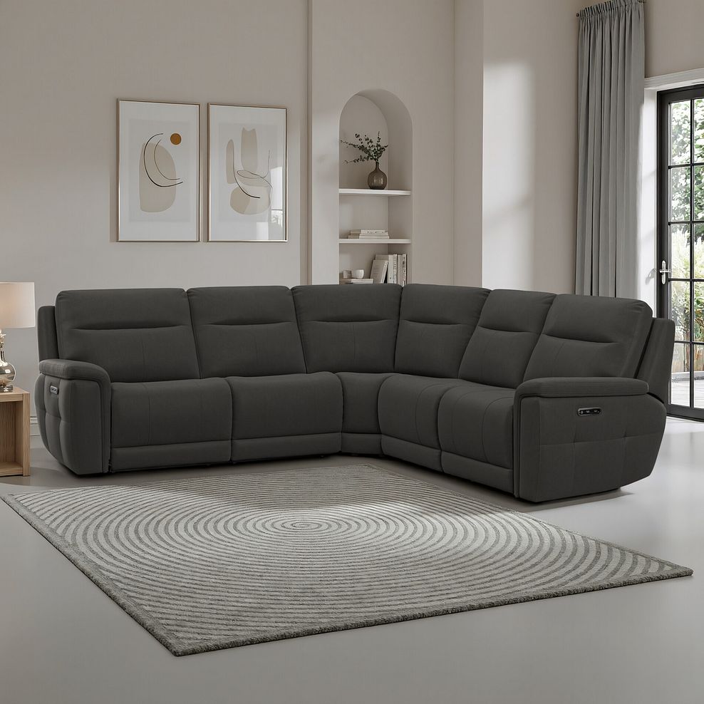 Dalton Large Corner Electric Recliner Sofa in Storm Leather 1