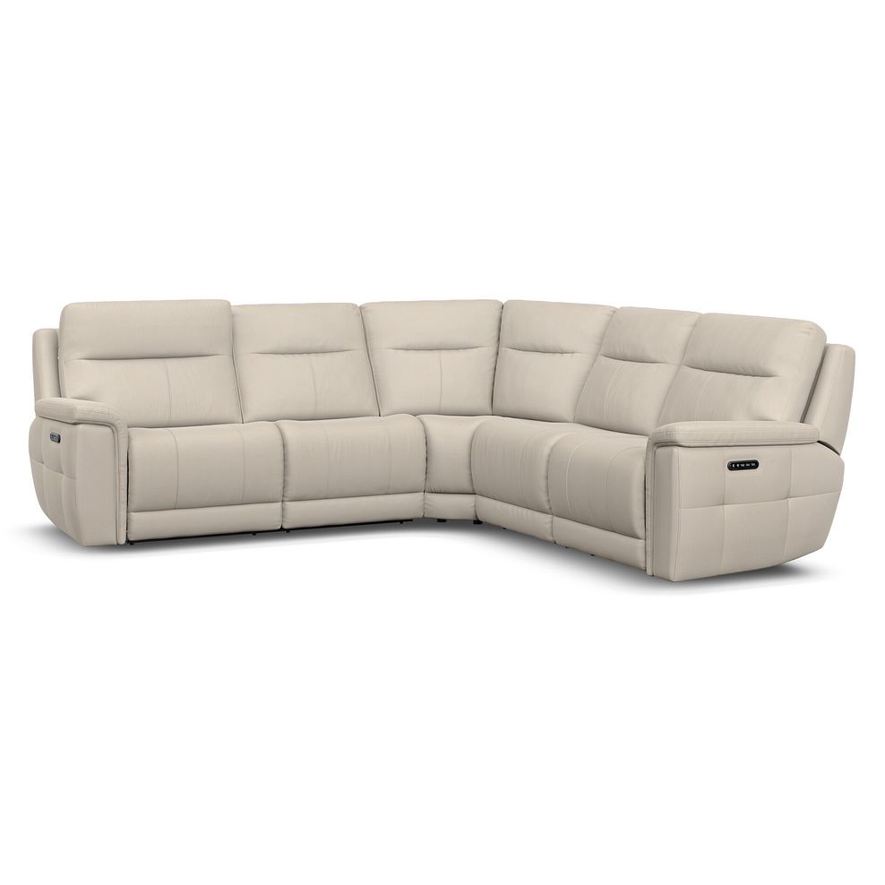 Dalton Large Corner Electric Recliner Sofa with Power Headrests in Bella Barley White Fabric 2