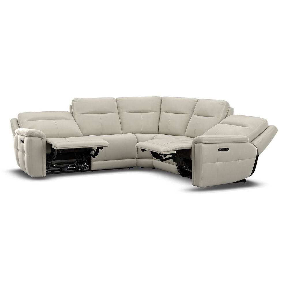 Dalton Large Corner Electric Recliner Sofa with Power Headrests in Bone China Leather 7