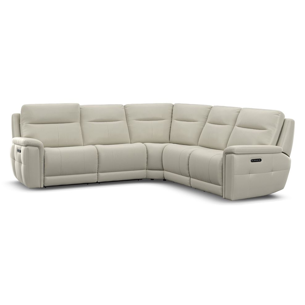 Dalton Large Corner Electric Recliner Sofa with Power Headrests in Bone China Leather 2