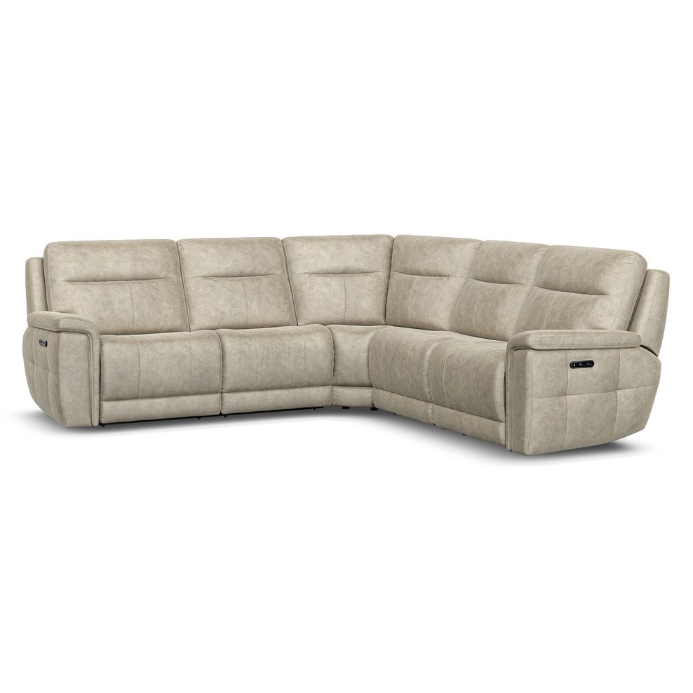 Dalton Large Corner Electric Recliner Sofa with Power Headrests in Marble Cream Fabric 1