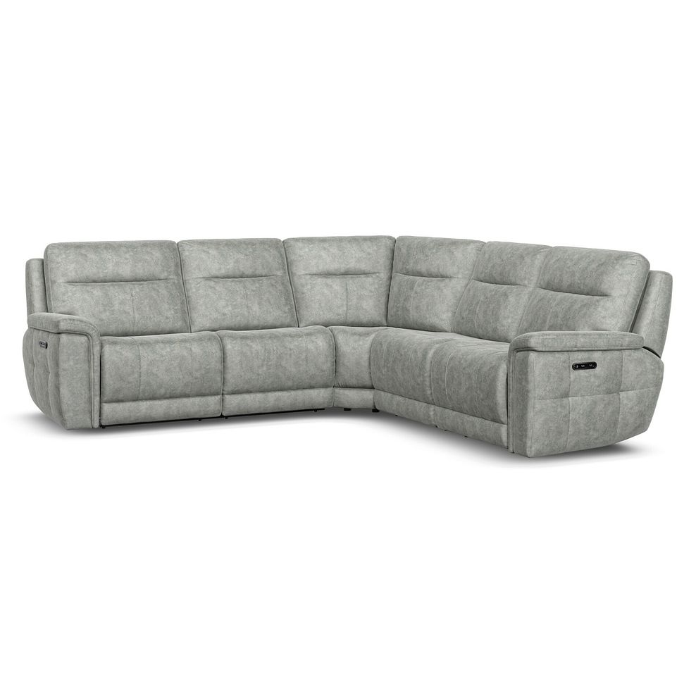 Dalton Large Corner Electric Recliner Sofa with Power Headrests in Marble Silver Fabric 1