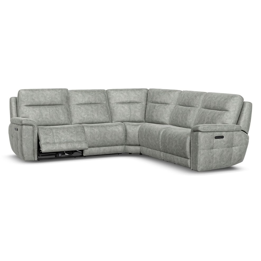 Dalton Large Corner Electric Recliner Sofa with Power Headrests in Marble Silver Fabric 4
