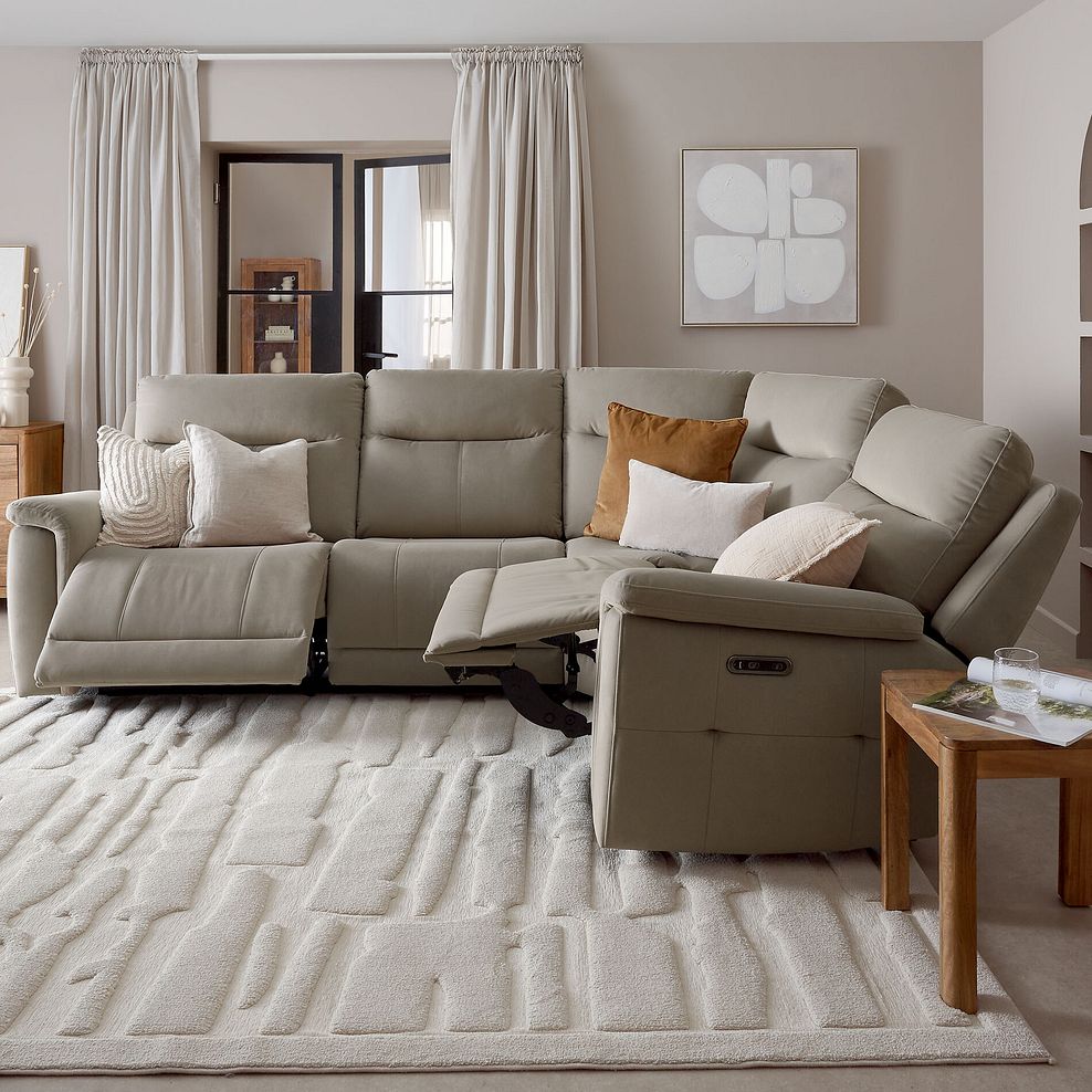 Dalton Left Hand Corner Electric Recliner Sofa in Bella Latte Fabric 3