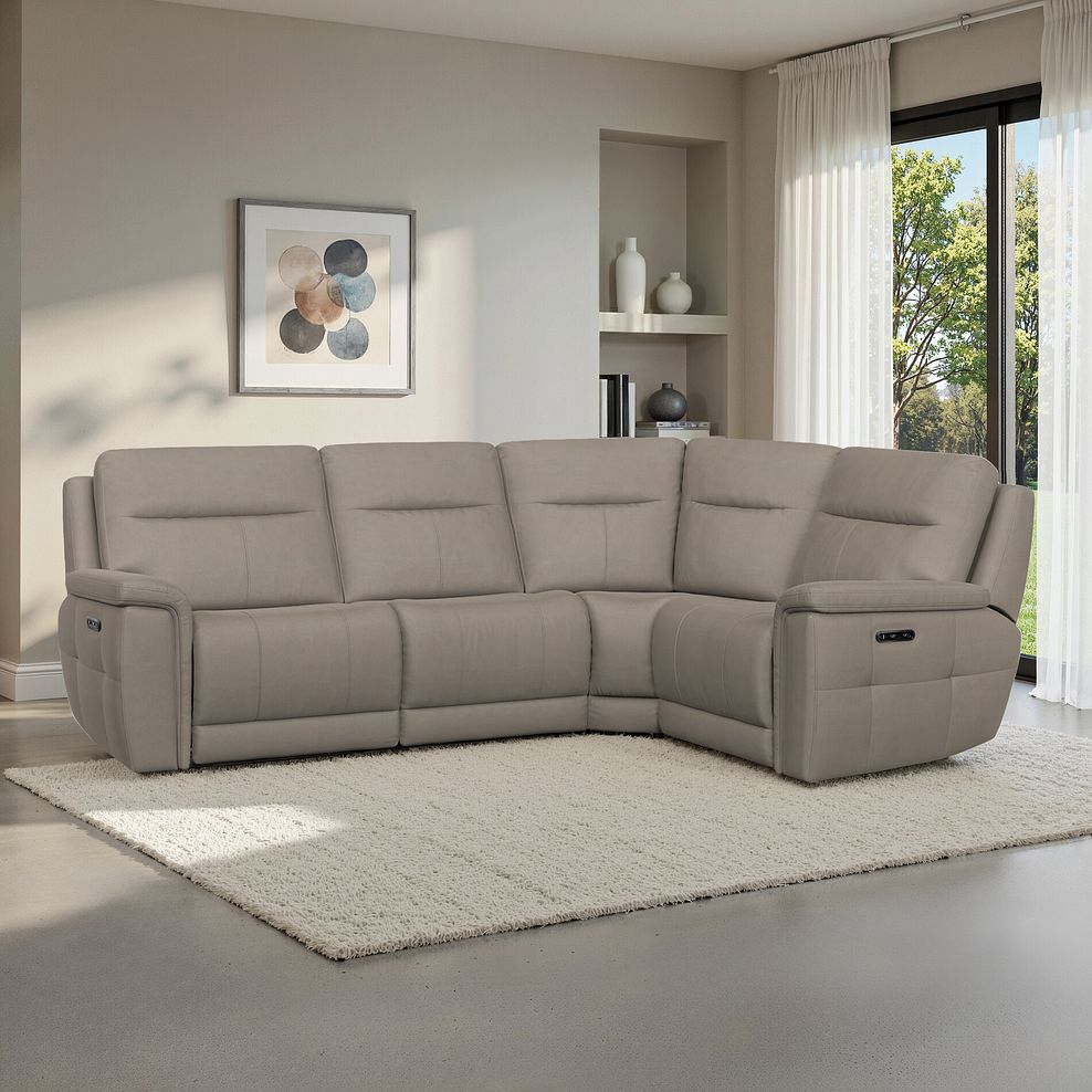 Dalton Left Hand Corner Electric Recliner Sofa in Bella Latte Fabric 21