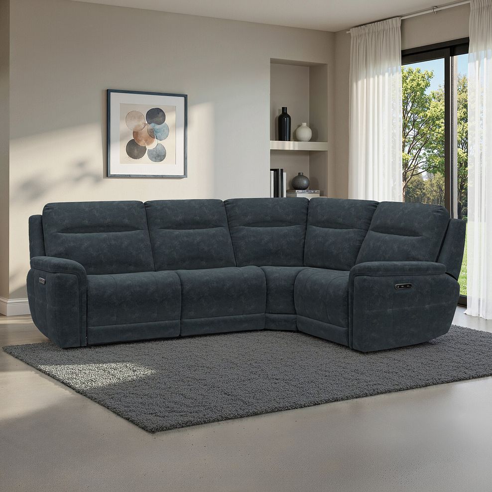Dalton Left Hand Corner Electric Recliner Sofa in Dexter Shadow Fabric 1