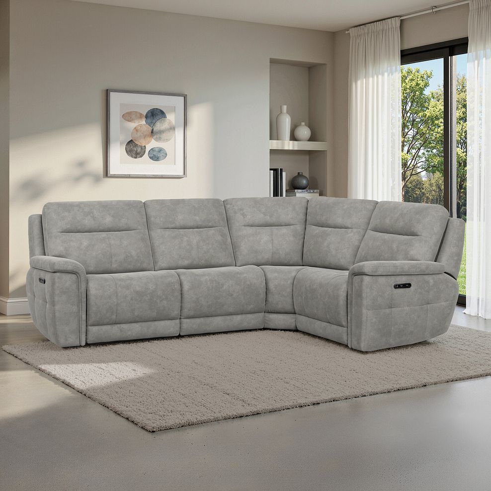 Dalton Left Hand Corner Electric Recliner Sofa in Dexter Stone Fabric 1