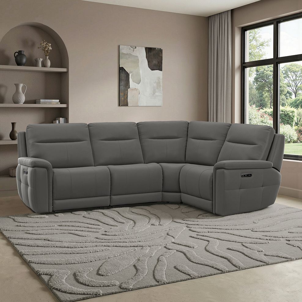 Dalton Left Hand Corner Electric Recliner Sofa in Elephant Grey Leather 1