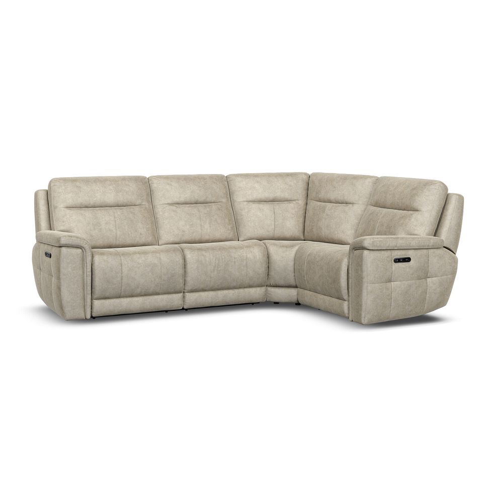 Dalton Left Hand Corner Electric Recliner Sofa in Marble Cream Fabric 1