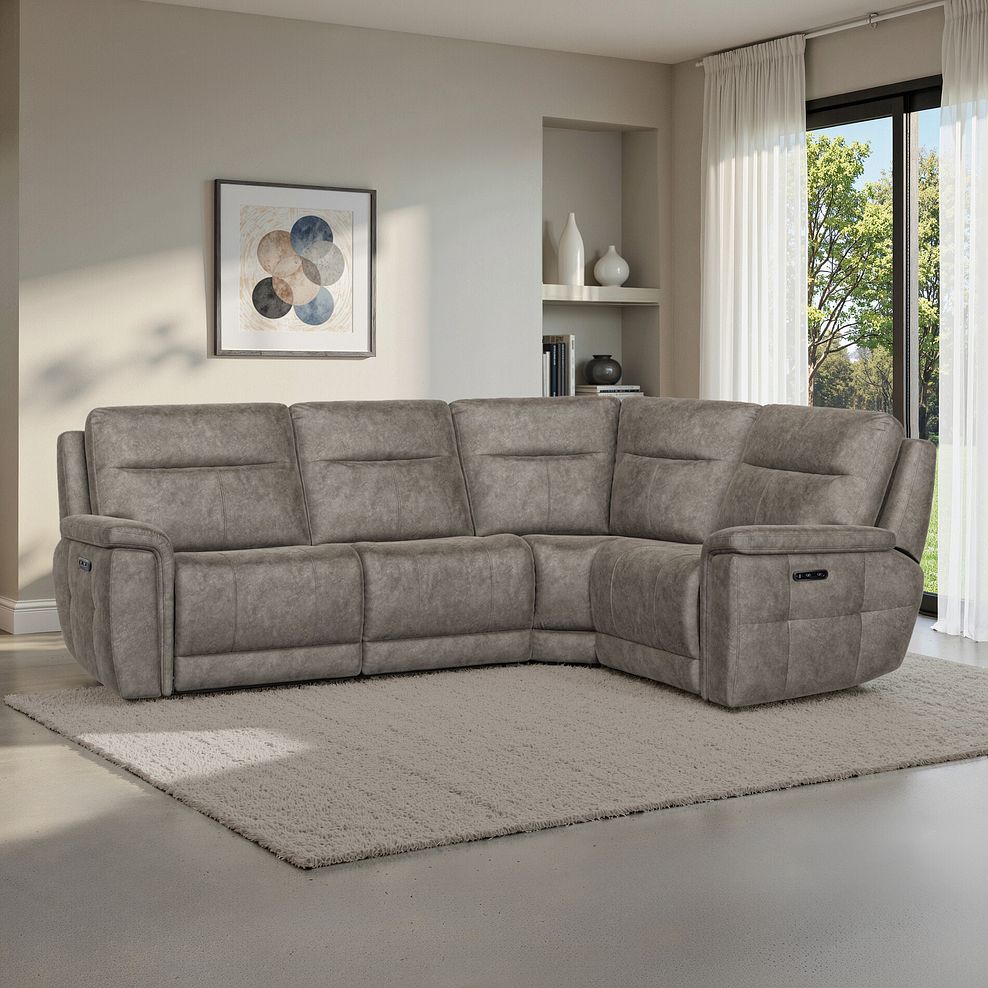 Dalton Left Hand Corner Electric Recliner Sofa in Marble Mink Fabric 1