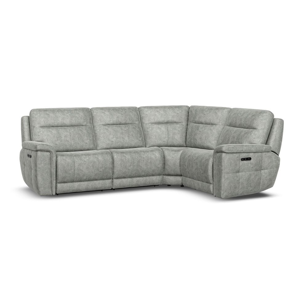 Dalton Left Hand Corner Electric Recliner Sofa in Marble Silver Fabric 1