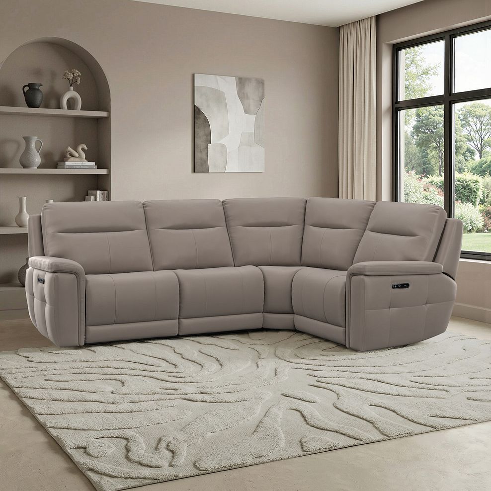 Dalton Left Hand Corner Electric Recliner Sofa in Oyster Leather 1