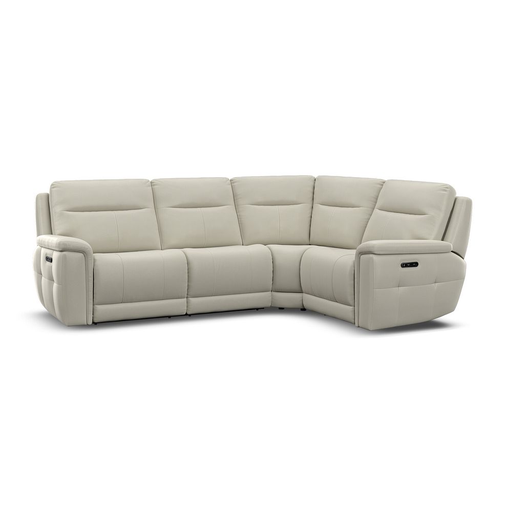 Dalton Left Hand Corner Electric Recliner Sofa with Power Headrests in Bone China Leather 1