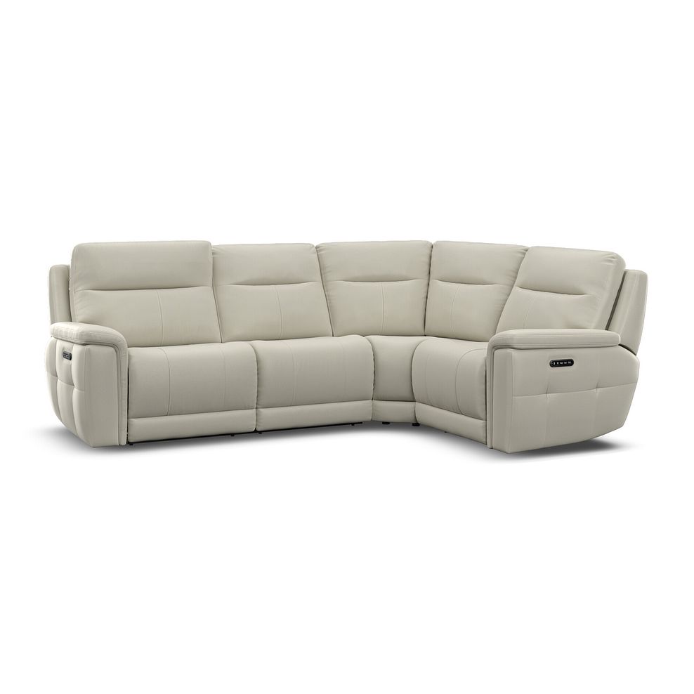 Dalton Left Hand Corner Electric Recliner Sofa with Power Headrests in Bone China Leather 2