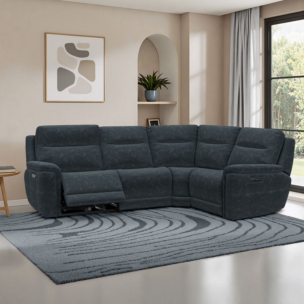 Dalton Left Hand Corner Electric Recliner Sofa with Power Headrests in Dexter Shadow Fabric 1