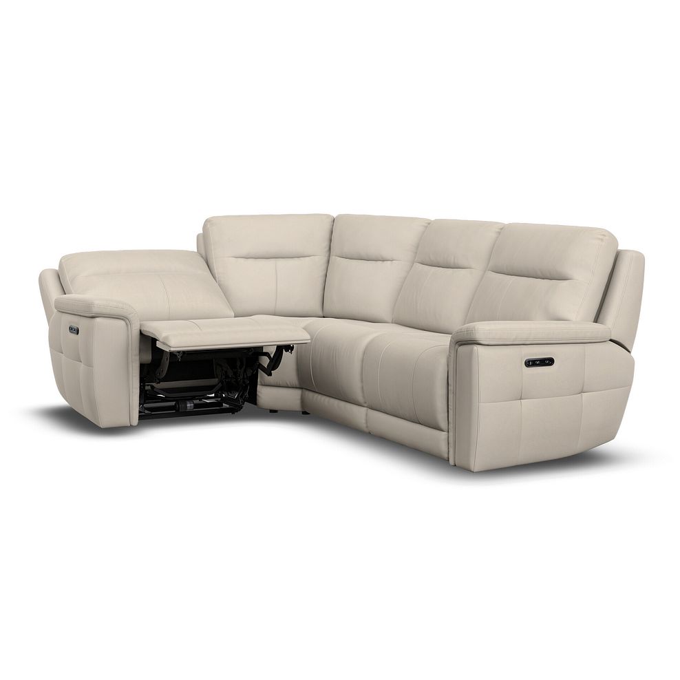 Dalton Right Hand Corner Electric Recliner Sofa in Bella Barley White Fabric 3
