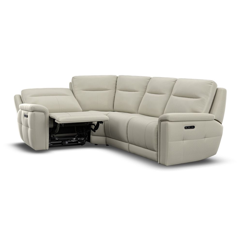 Dalton Right Hand Corner Electric Recliner Sofa in Bone China Leather 3