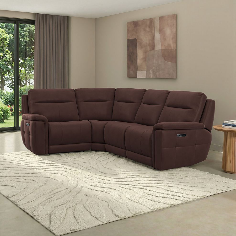 Dalton Right Hand Corner Electric Recliner Sofa in Chestnut Leather 1