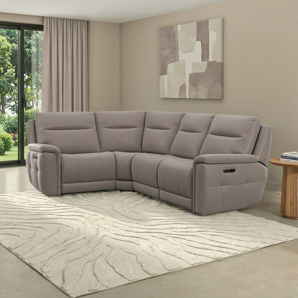 Dalton Right Hand Corner Electric Recliner Sofa in Oyster Leather 1