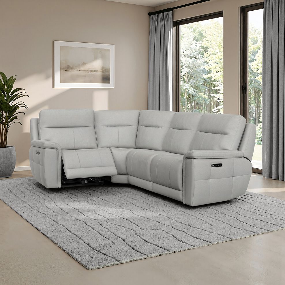 Dalton Right Hand Corner Electric Recliner Sofa with Power Headrests in Bella Lead Grey Fabric 1