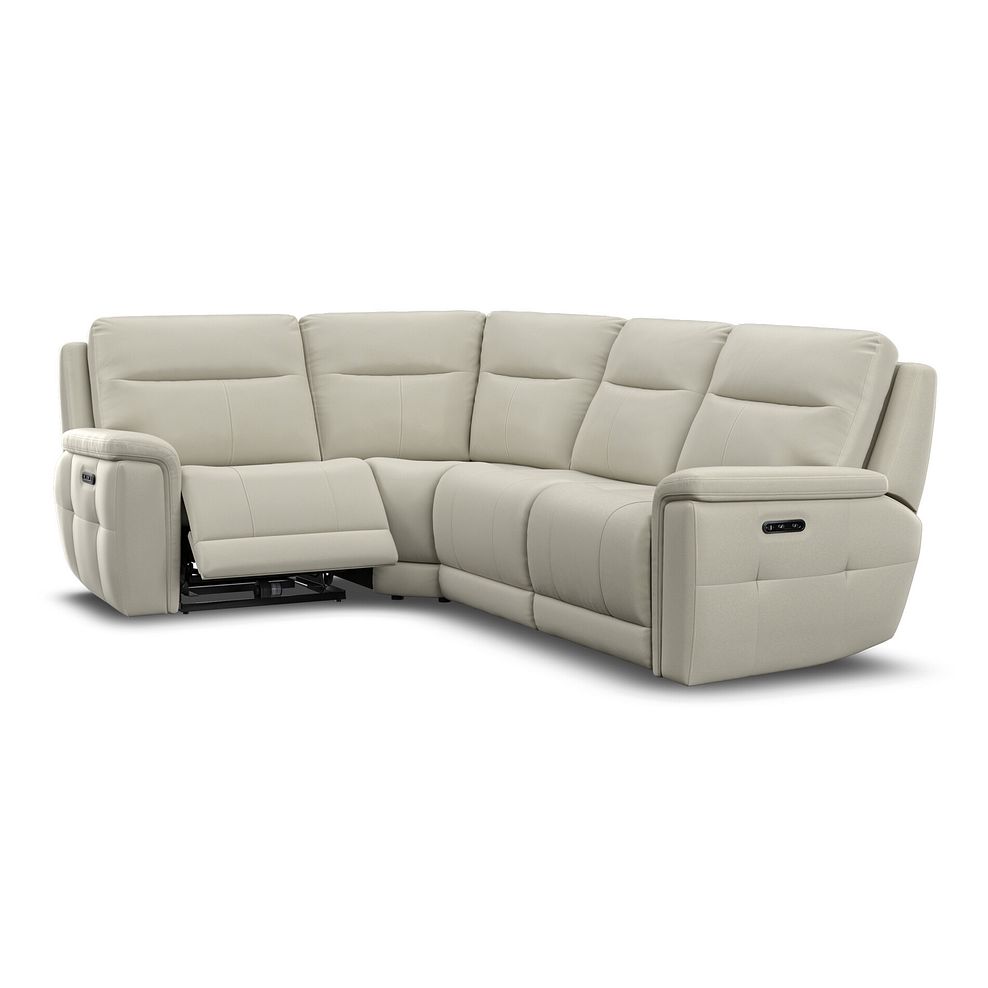 Dalton Right Hand Corner Electric Recliner Sofa with Power Headrests in Bone China Leather 3