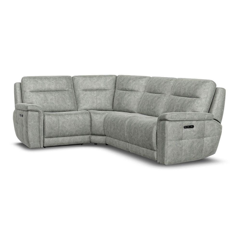 Dalton Right Hand Corner Electric Recliner Sofa with Power Headrests in Marble Silver Fabric 1