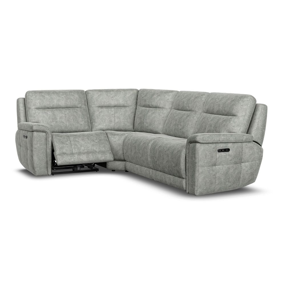 Dalton Right Hand Corner Electric Recliner Sofa with Power Headrests in Marble Silver Fabric 3
