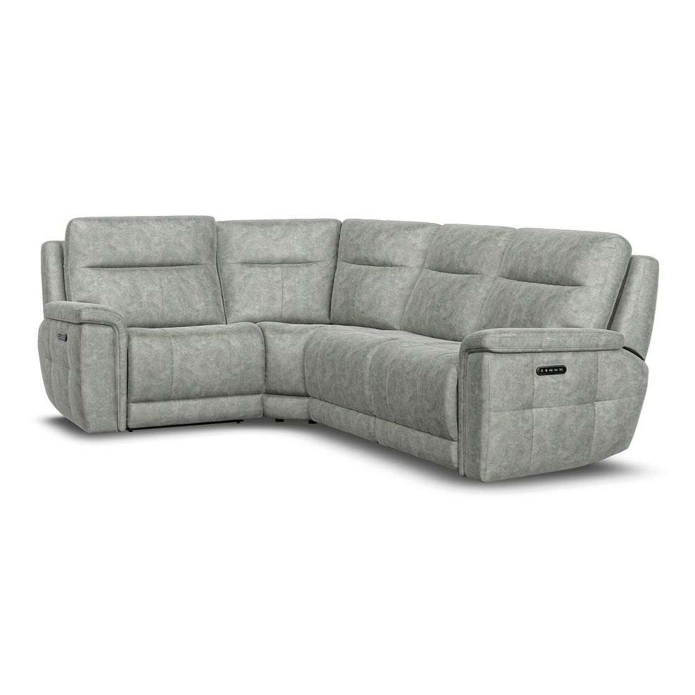 Dalton Right Hand Corner Electric Recliner Sofa with Power Headrests in Marble Silver Fabric 2