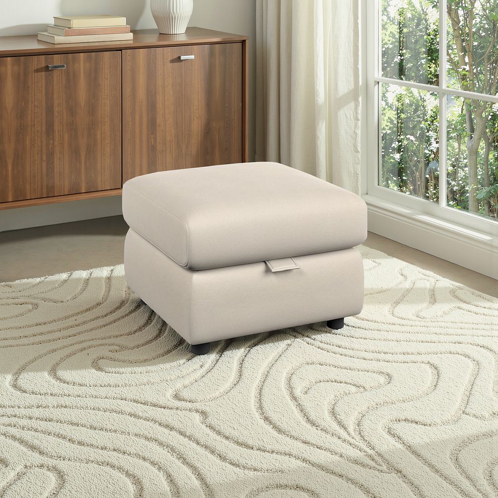 Dalton Storage Footstool in Bella Barley White Fabric 1