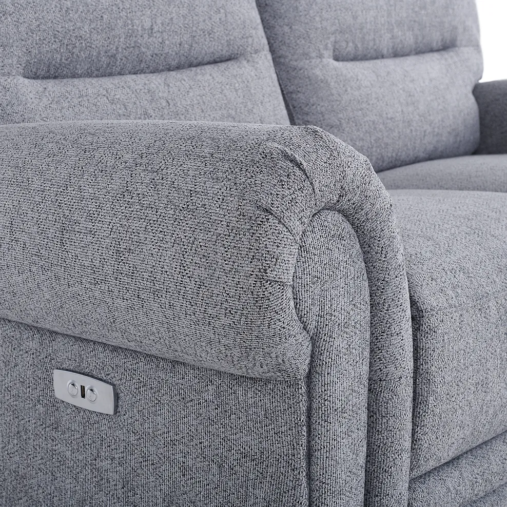 Eastbourne Recliner 2 Seater with USB in Santos Steel Fabric 11
