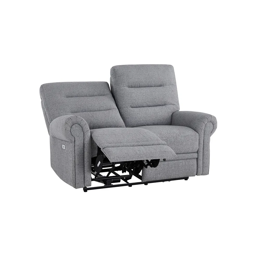 Eastbourne Recliner 2 Seater with USB in Santos Steel Fabric 4