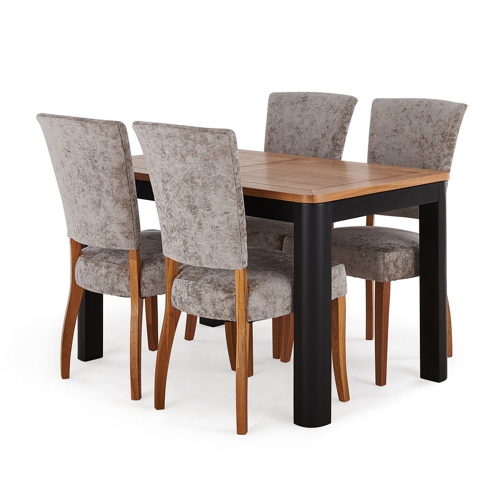 Grove Dark Grey Extending Dining Table and 4 Curve Back Plain Truffle Fabric Chairs 1