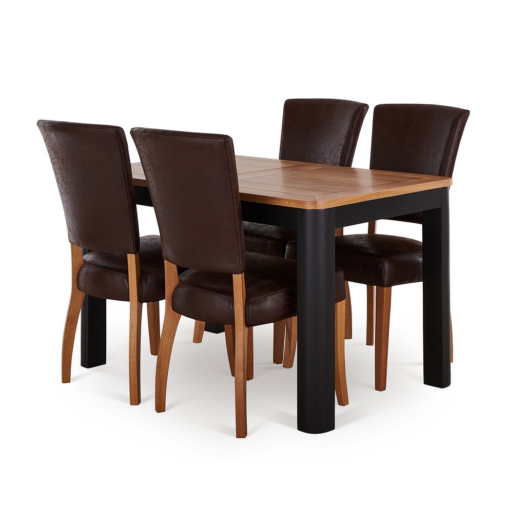 Grove Dark Grey Extending Dining Table and 4 Curve Back Antiqued Brown Fabric Chairs Thumbnail 1